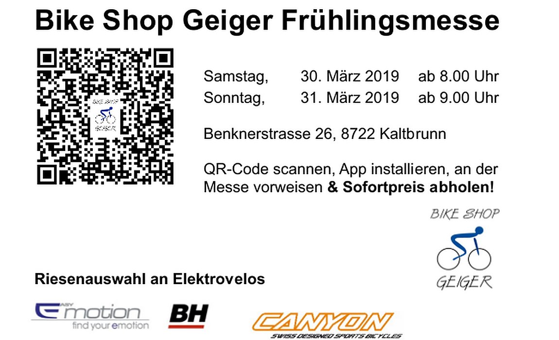 Bike Shop Geiger Frühlingsmesse 30./31. März 2019
